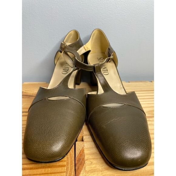 Slamanto Olive Green Crisscross Heels Sz 8 - Picture 1 of 8